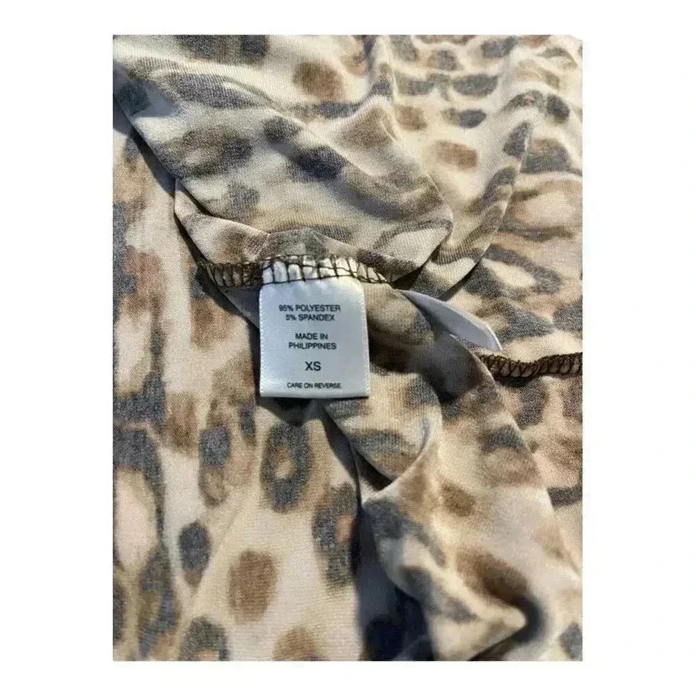 New York & Company Women’s XS Stretchy‎ Cheetah Print Button Front Dress